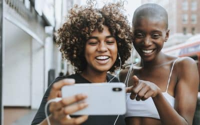 Two women making a video call